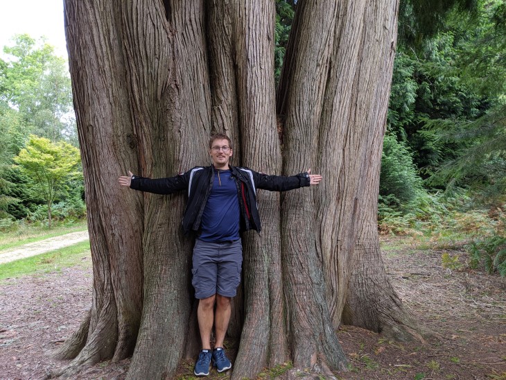 Me stood in front of some big trees!