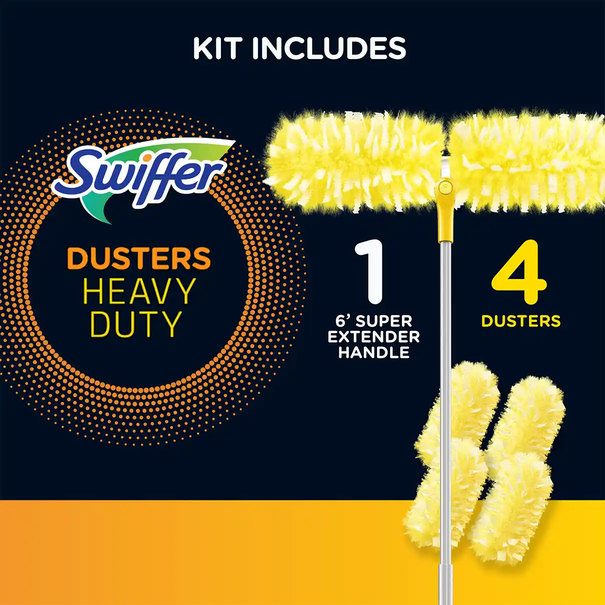 Swiffer Duster Heavy Duty 3 ft Extendable Handle Starter Kit with 4 Refills