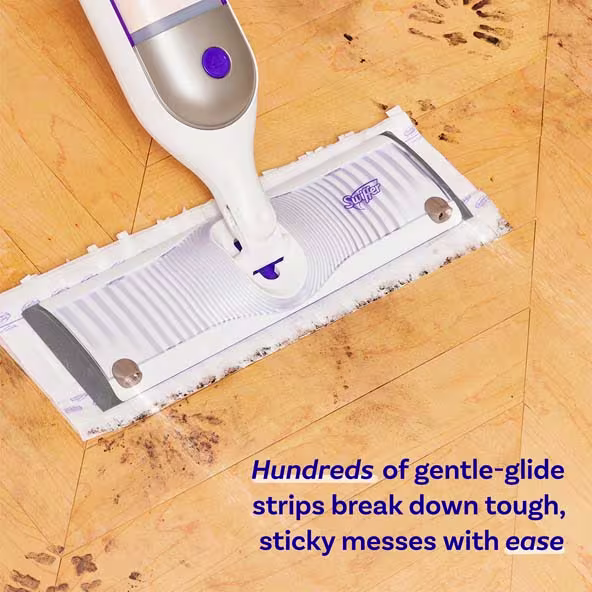 Swiffer® PowerMop Wood Mopping Pad Refills - Hundreds of gentle-glide strips break down tough, sticky messes with ease