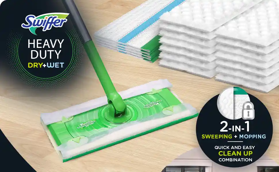Swiffer Trousse de départ de nettoyage de plancher tout usage Swiffer  Sweeper Dry + Wet av