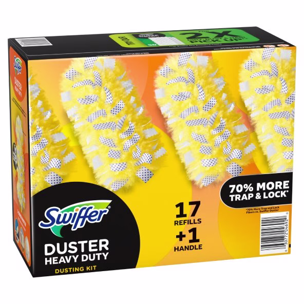 Swiffer® Duster™ Kit with Short Handle, Heavy Duty Dusting Starter Kit with 17 refills