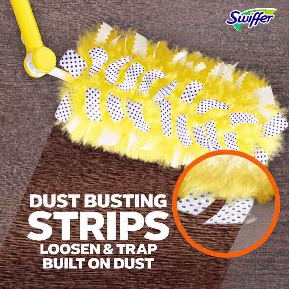 Dust busting strips loosen & trap built on dust