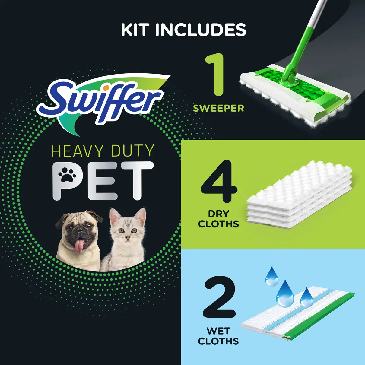Swiffer Sweeper Pet Heavy Duty Dry Multi-Surface Cloth Refills for Floor  Sweeping and Cleaning, Febreze Freshness, 10 count