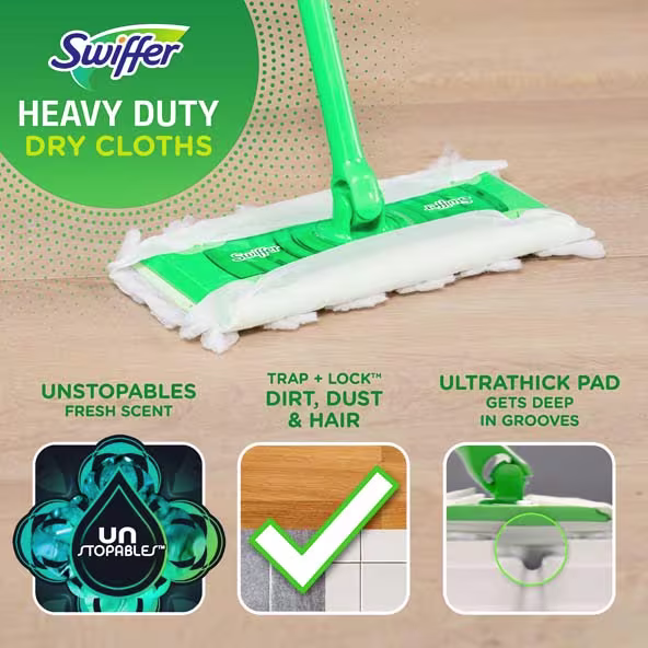 Heavy Dutry Dry Cloths: Unstopables Fresh Scent; Trap+Lock Dirt, Dust & Hair; Ultrathick Pad Gets Deep In Grooves