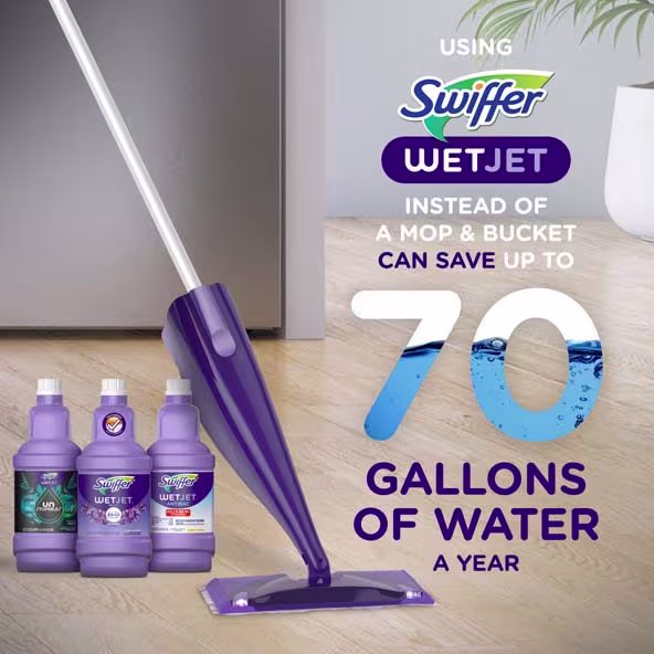 Swiffer® WetJet™ Antibacterial Solution Refill, Fresh Citrus Scent - Instead Of A Mop & Bucket Can Save Up To 70 Gallons Of Water A Year