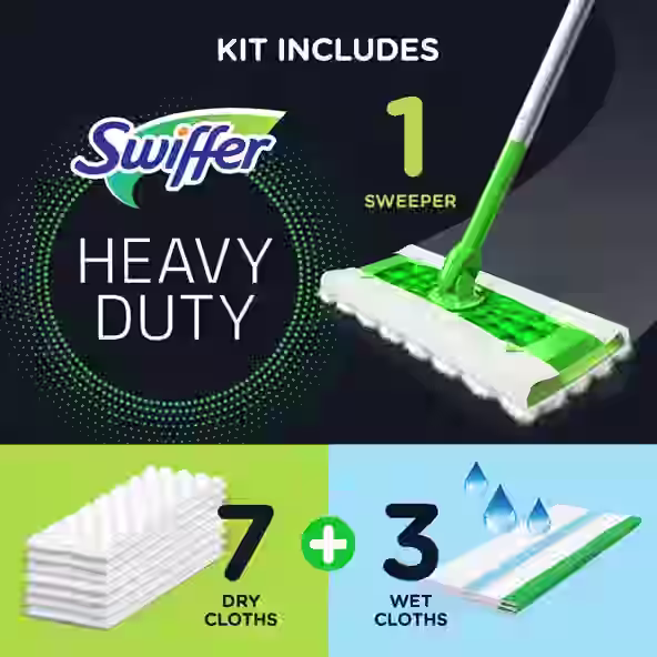 Swiffer® Sweeper™ 2-in-1, Starter Kit - Kit Includes 1 Sweeper, 7 Dry Cloths + 3 Wet Cloths