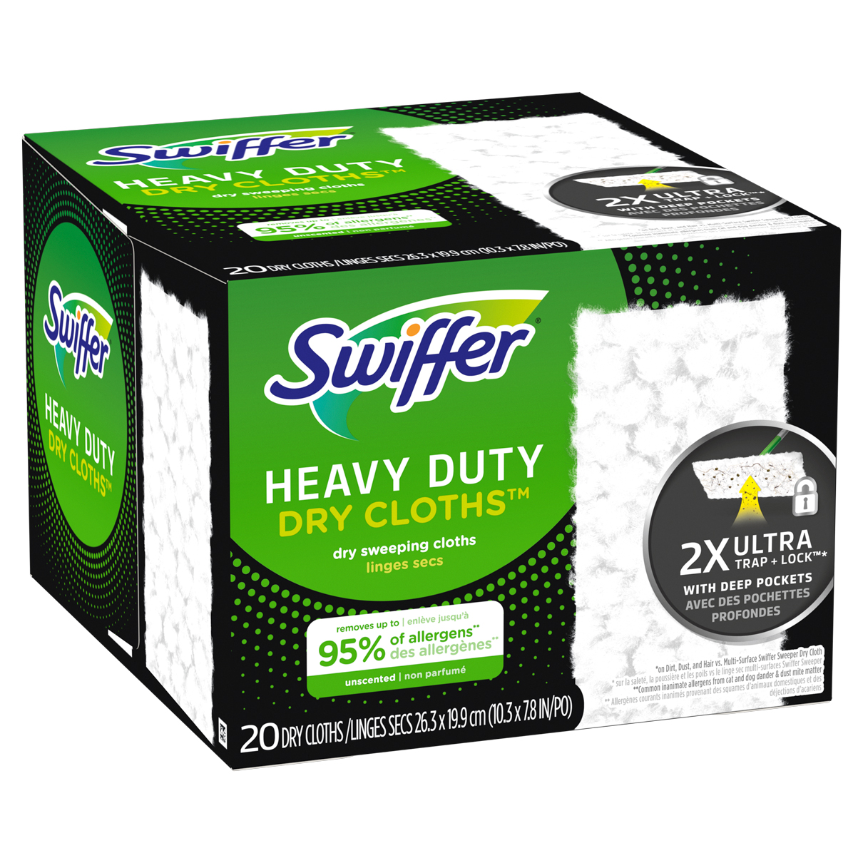 Swiffer Dry XXL Chiffons Anti-Poussière, 48 Lingettes, Capture et