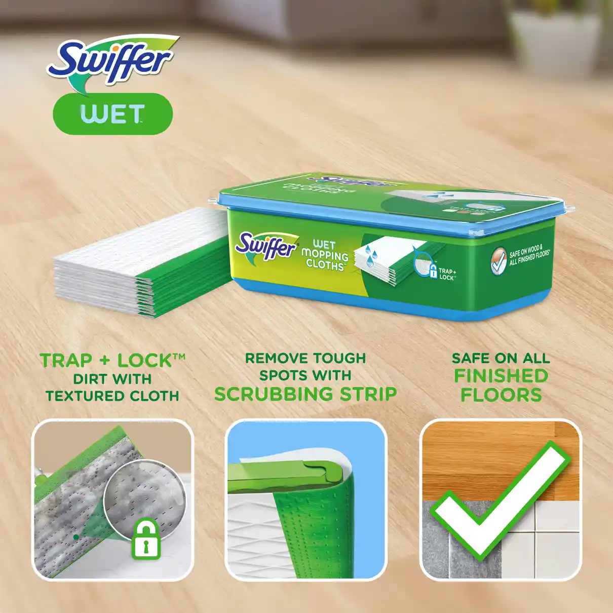 Swiffer® Sweeper™ Heavy Duty Multi-Surface Wet Cloth Refills for