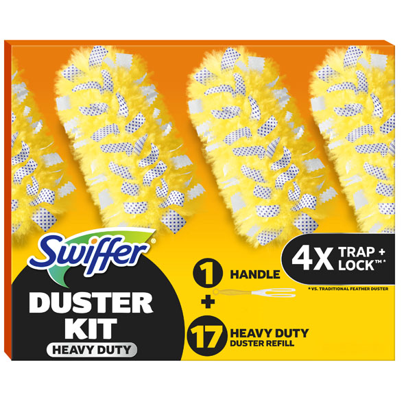 Swiffer® Duster™ Kit with Short Handle, Heavy Duty Dusting Starter Kit with 17 refills