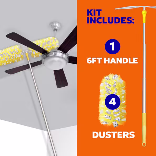 Kit includes 1 6ft handle and 4 dusters