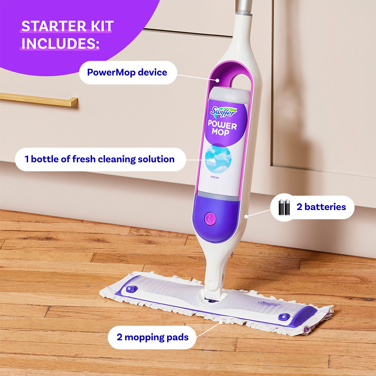 Swiffer PowerMop Floor Cleaning Solution with Lavender Scent (2 ct)