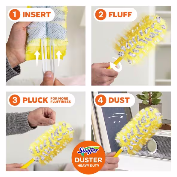 How to use: Insert, Fluff, Pluck, Dust