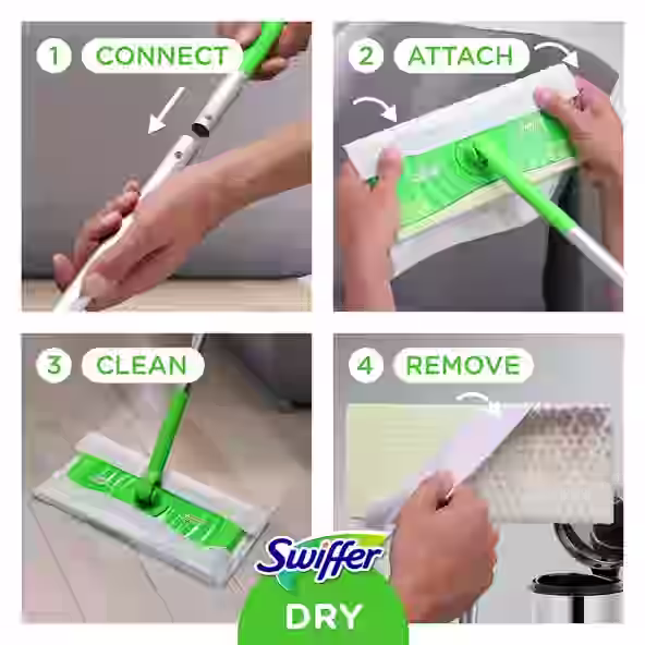 Swiffer® Sweeper™ X-Large Dry Sweeping Cloth Refills - How To: Connect, Attach, Clean, Remove