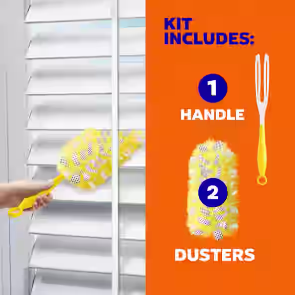 Kit includes 1 handle and 2 dusters