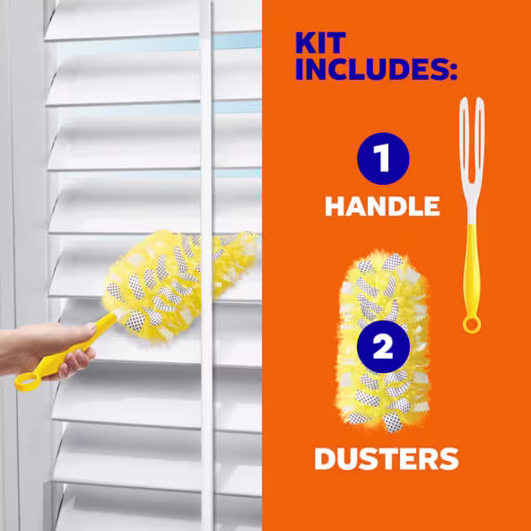 Kit includes 1 handle and 2 dusters