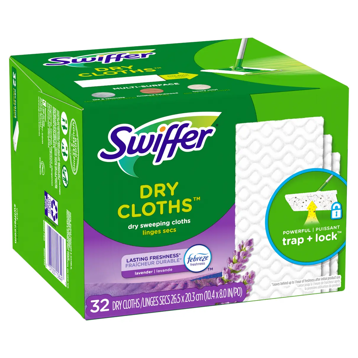 Swiffer Sweeper Dry Sweeping Pad, recambios multisuperficie para trapeador  de piso, con lavanda Febreze, 32 unidades