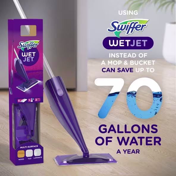 Swiffer® WetJet™ Mop Starter Kit - Instead Of A Mop & Bucket Can Save Up To 70 Gallons Of Water A Year