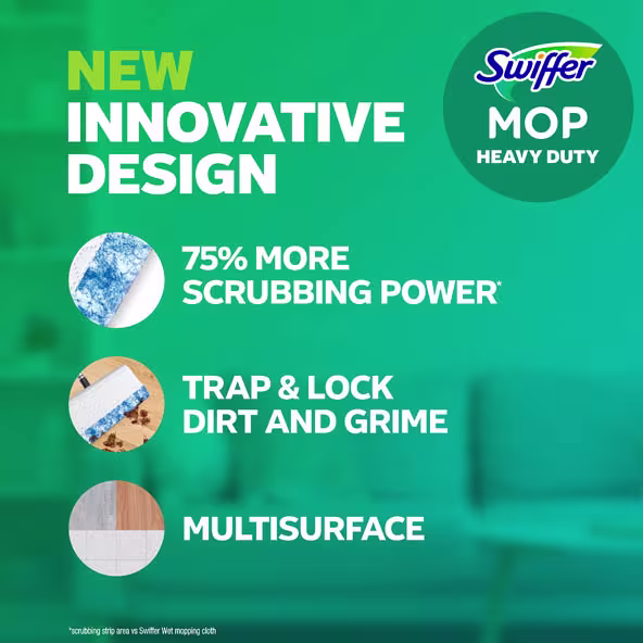 New innovative design: 75% more scrubbing power, trap & lock dirt and grime, multisurface