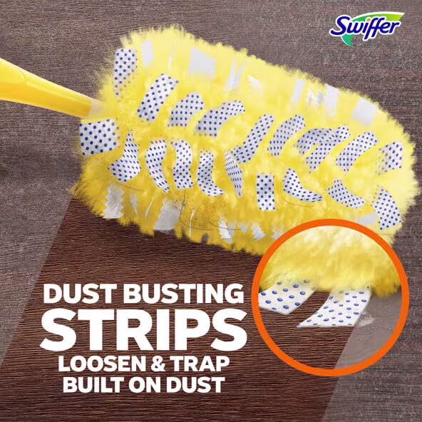 Duster busting strips loosen & trap built on dust