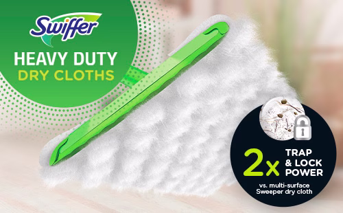 Swiffer® Sweeper™ Heavy Duty Multi-Surface Dry Cloth Refills - 2x Trap & Lock Power vs multi-surface Sweeper dry cloths