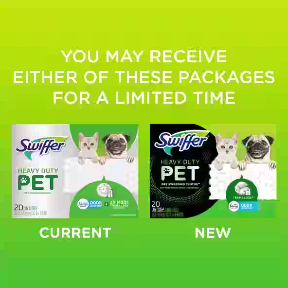 Swiffer® Sweeper™ Pet Heavy Duty Multi-Surface Dry Cloth Refills for Floor Sweeping and Cleaning - You May Receive Either Of These Packages For A Limited Time: Current vs New