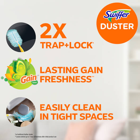 Swiffer® Duster™ Starter Kit, Short Handle + 24 Refills |Swiffer