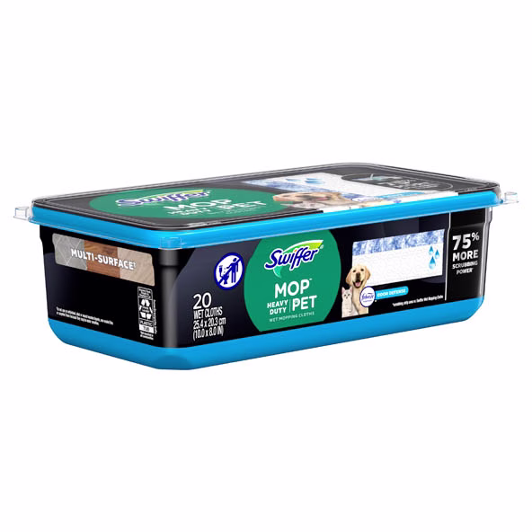 Swiffer® Sweeper™ Pet Heavy Duty Multi-Surface Wet Cloth Refills for Floor Mopping and Cleaning 20ct