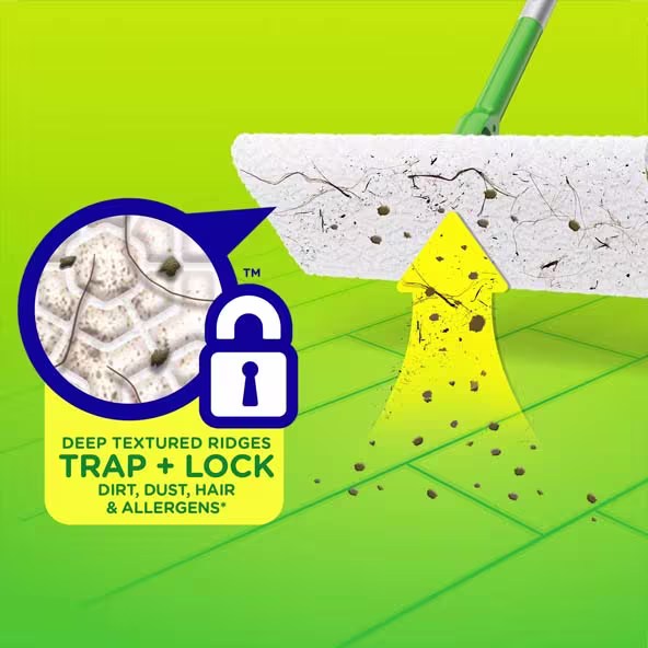 Swiffer® Sweeper™ Dry Sweeping Pad, Multi Surface Refills for Dusters Floor Mop, with Febreze Lavender - Deep Textured Ridges Trap + Lock Dirt, Dust, Hair & Allergens