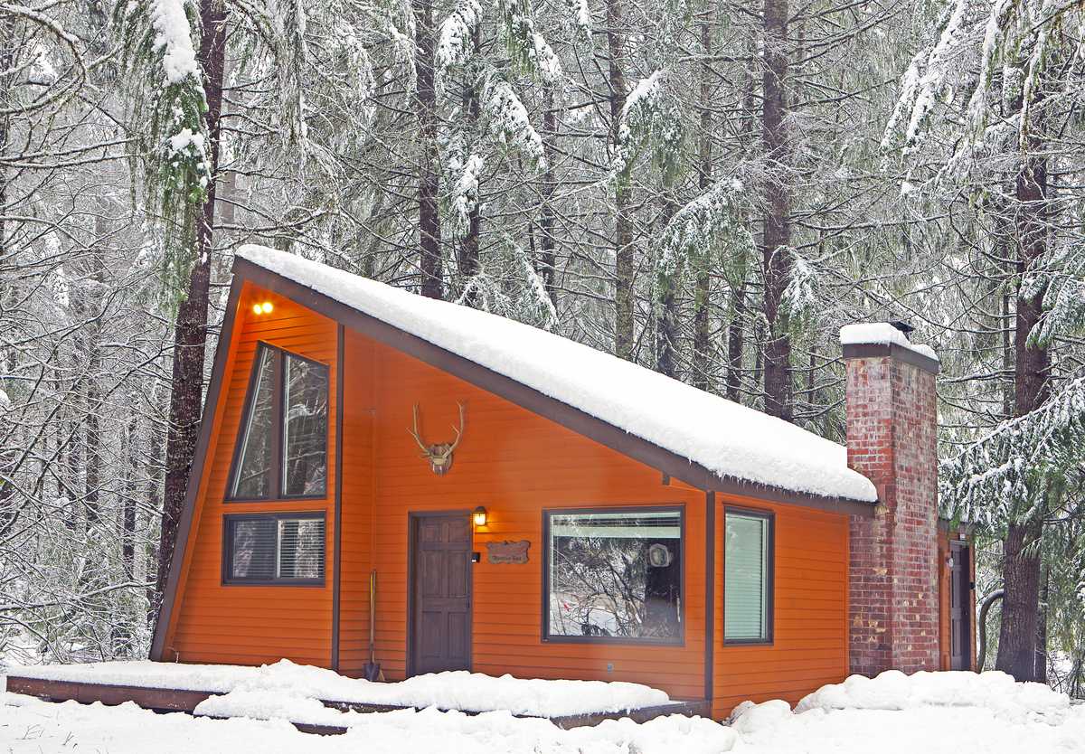 Orange House Winter Snow 