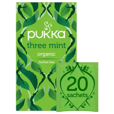 Pukka Organic Tea Bags, Three Mint Herbal Tea, Perfect for Cooling Refresh,  20 Count (Pack of 3) 60 Tea Bags