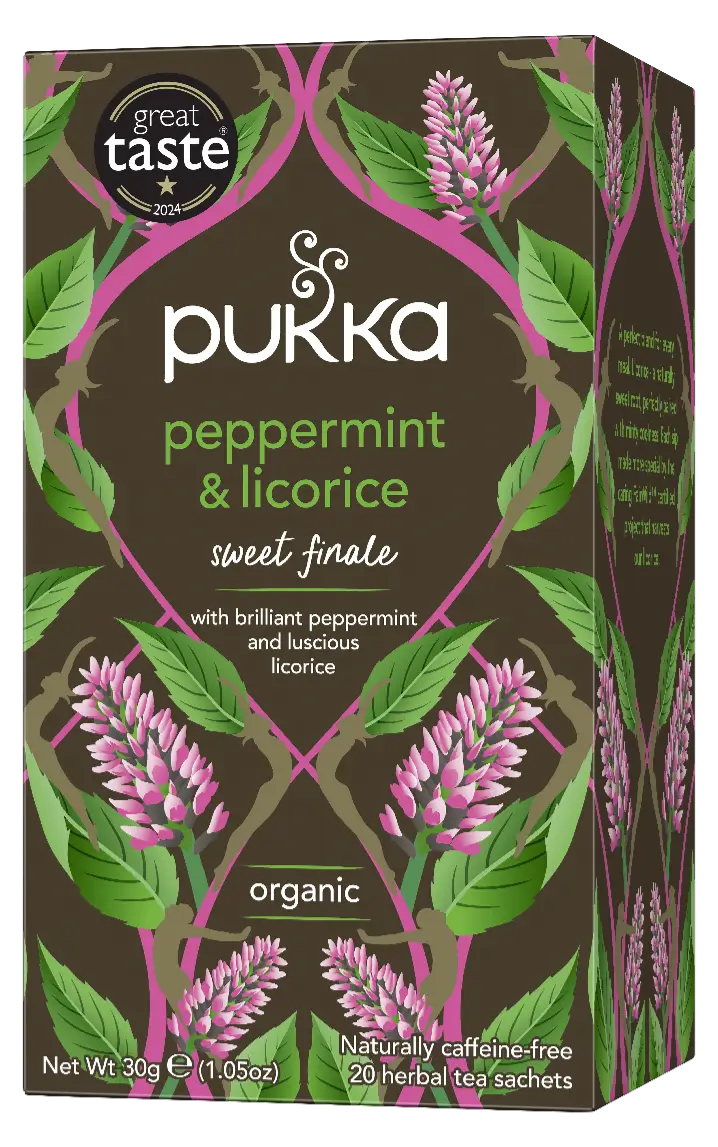 Pukka Peppermint & Liquorice Herbal Tea Comforting Blend for Digestive Support