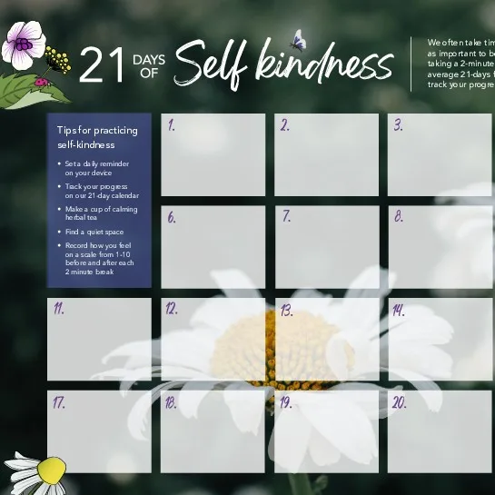 text with image Asset - 21 days of self-kindness calendar
