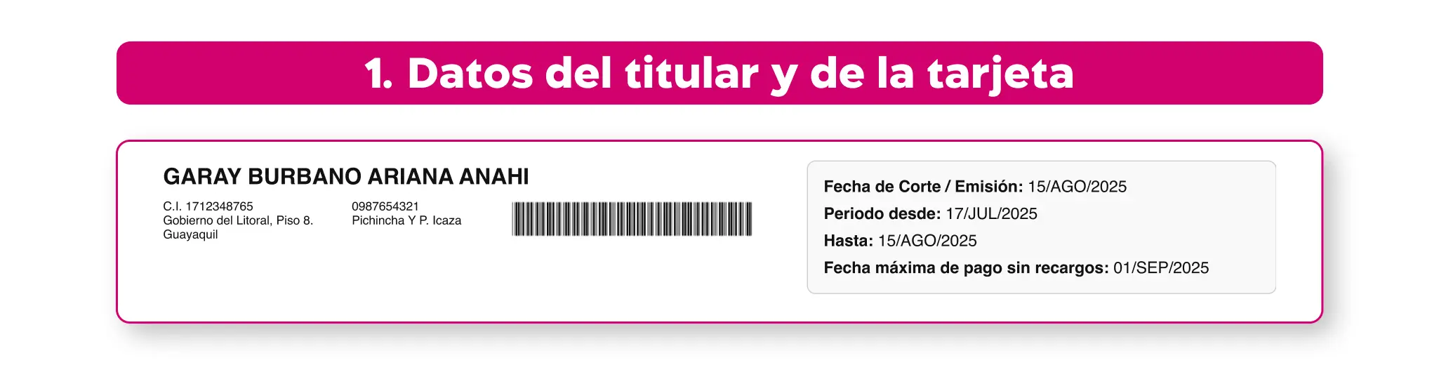 datos de tarjeta desktop