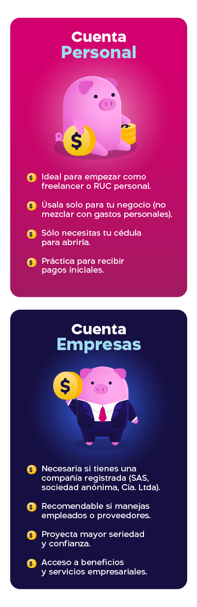 cuenta personal o cuenta empresas mobile