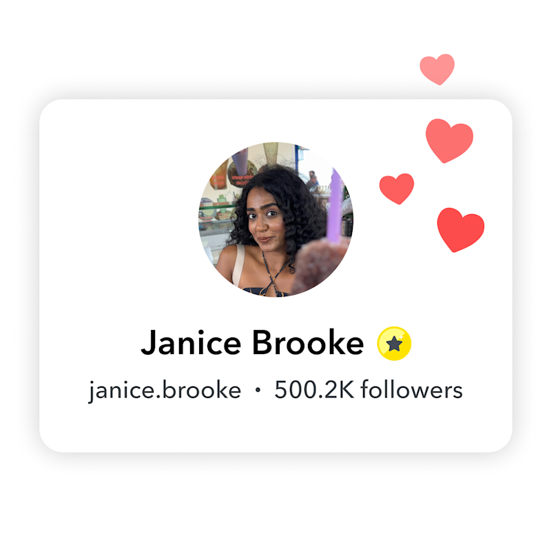 Snapchat Creator profile card for 'Janice Brooke'