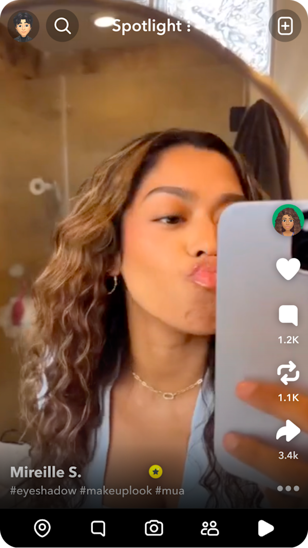 Leilani Green's makeup look featured in Snapchat's Spotlight