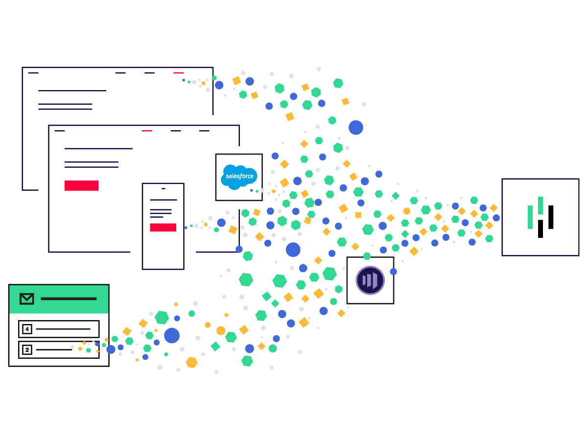 Illustration showing how multiple platforms connect data together