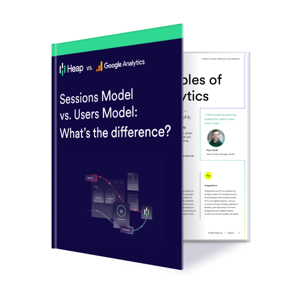 GA’s Sessions Model vs. Heap’s Users Model: What’s the difference? Hero image showing a checkout flow