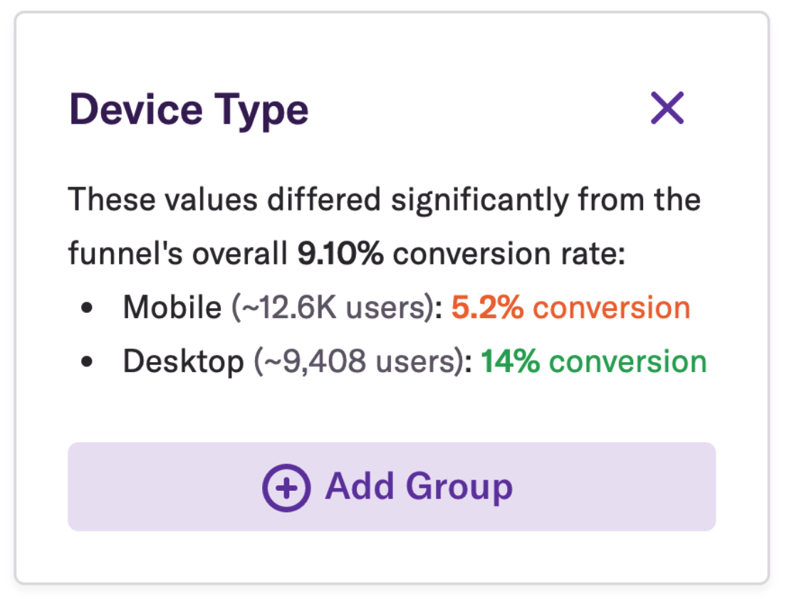 A card that highlights device type is shown in Heap.