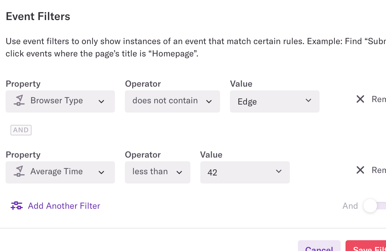 New Event Filters in Graphs