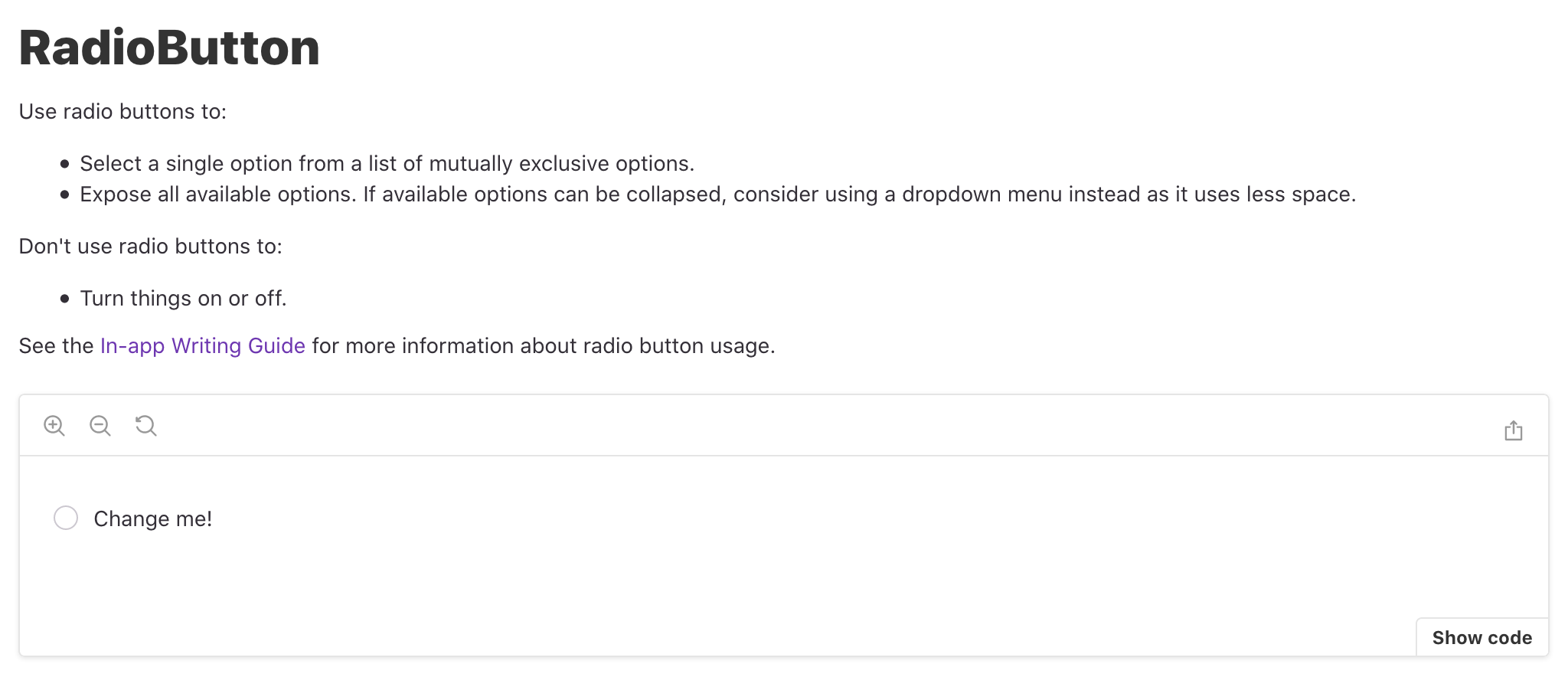 RadioButton Documentation