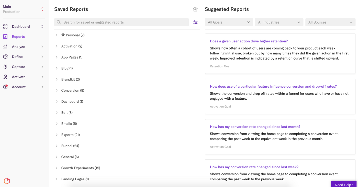 You can find Suggested Reports on the right hand side of the your project dashboard.