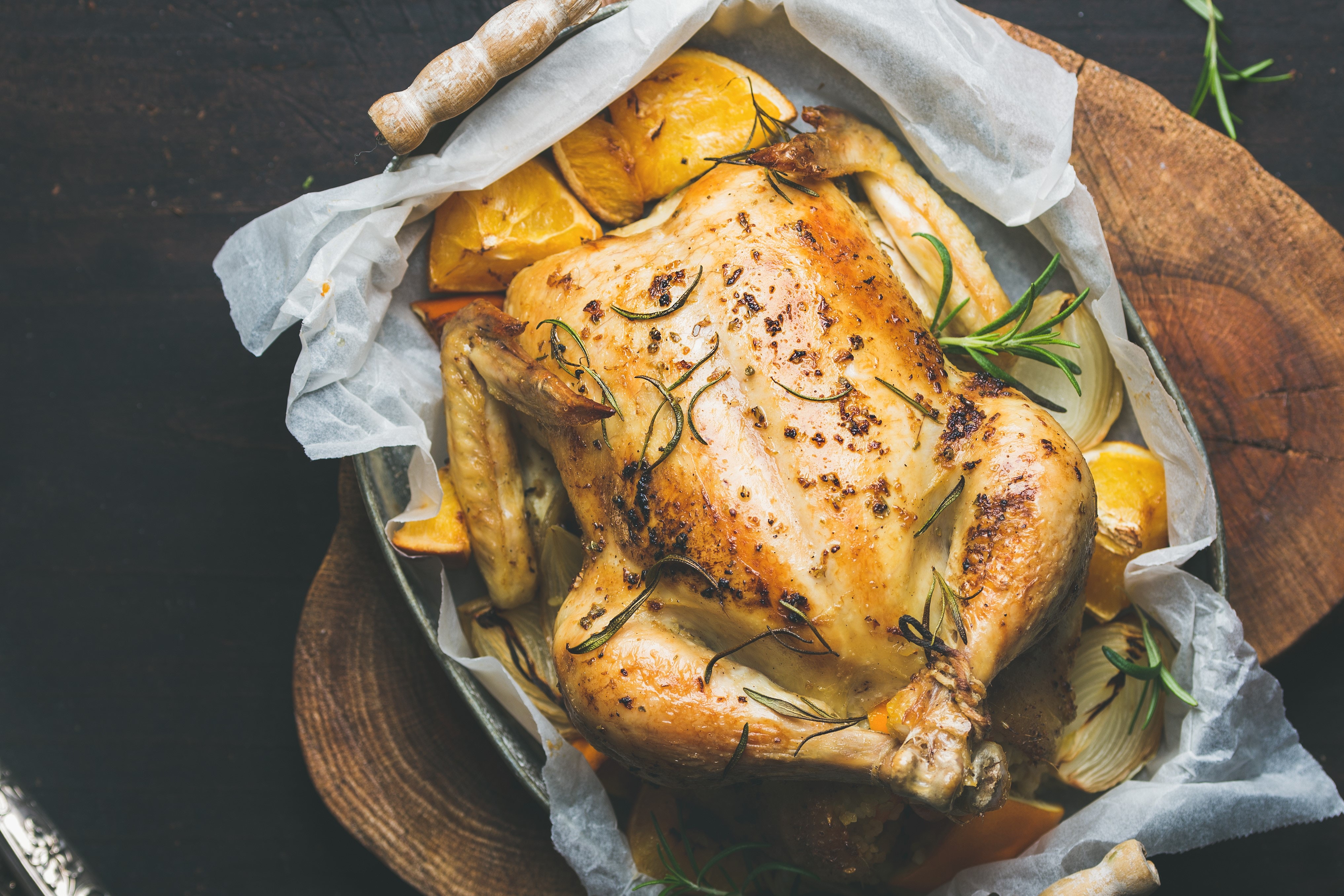 Whole oven roasted chicken