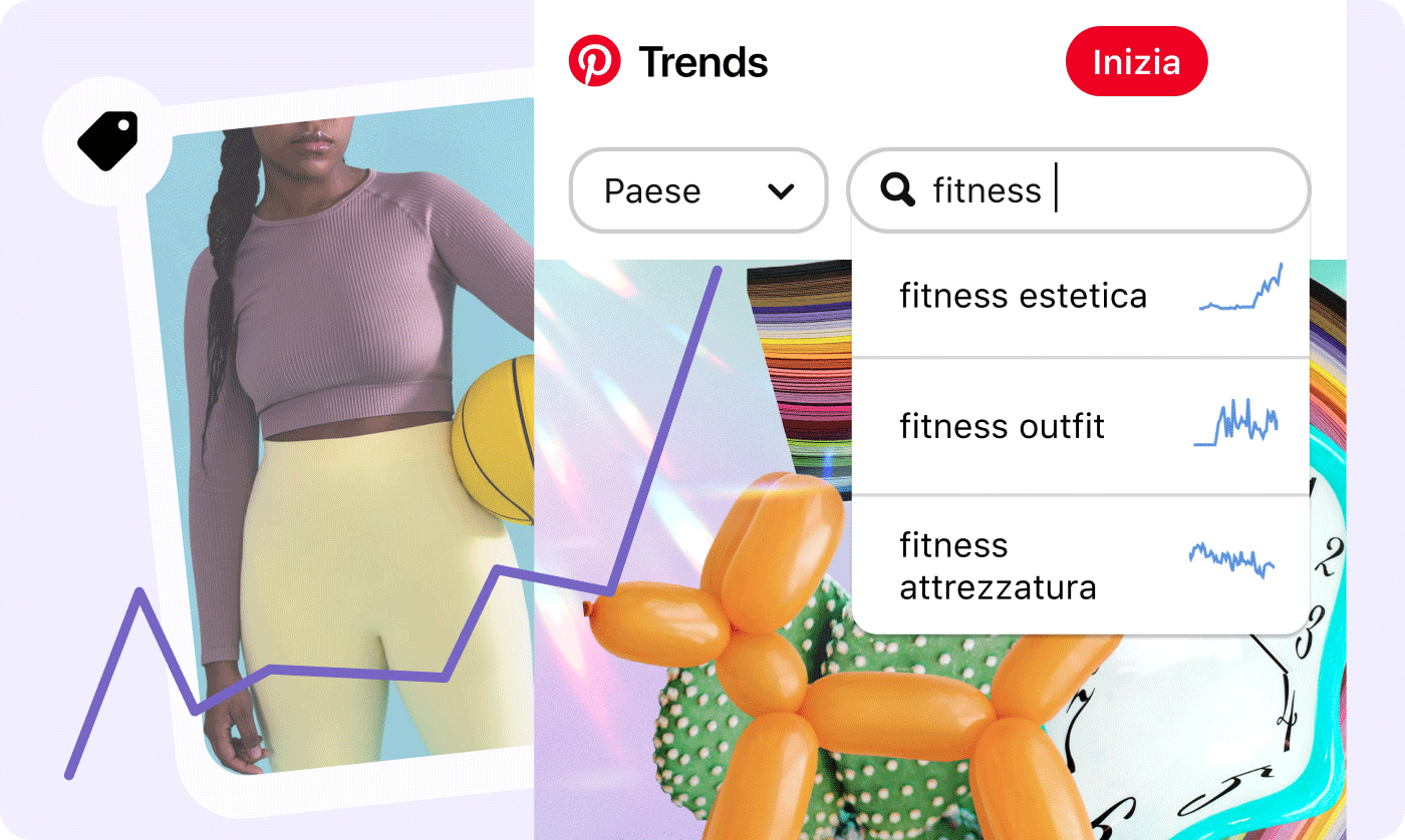 Strumento Pinterest Trends e Pin di una donna in tenuta da fitness
