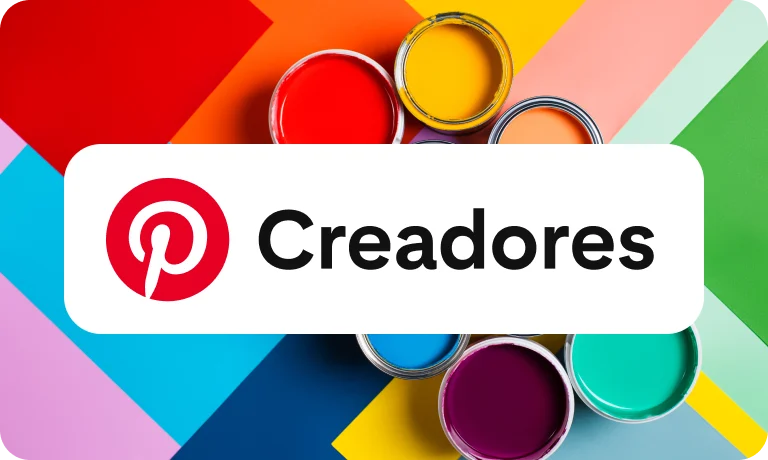 Logotipo de Creadores de Pinterest sobre un fondo con los colores del arcoíris