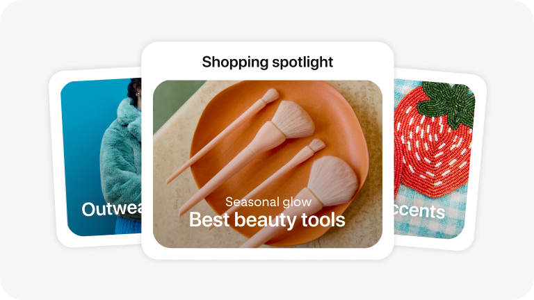 Four makeup brushes lined up on top of a coral plate, flanked with the words "Shopping spotlight" and "best beauty tools."