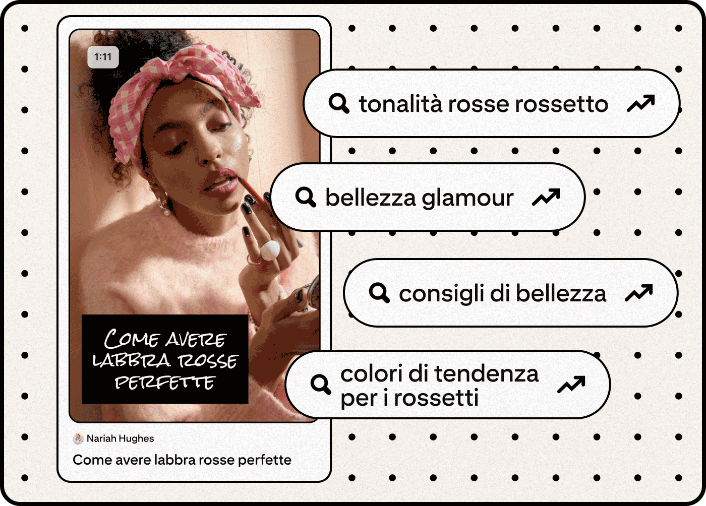 Immagine illustrativa di un Pin di bellezza e termini di ricerca di tendenza