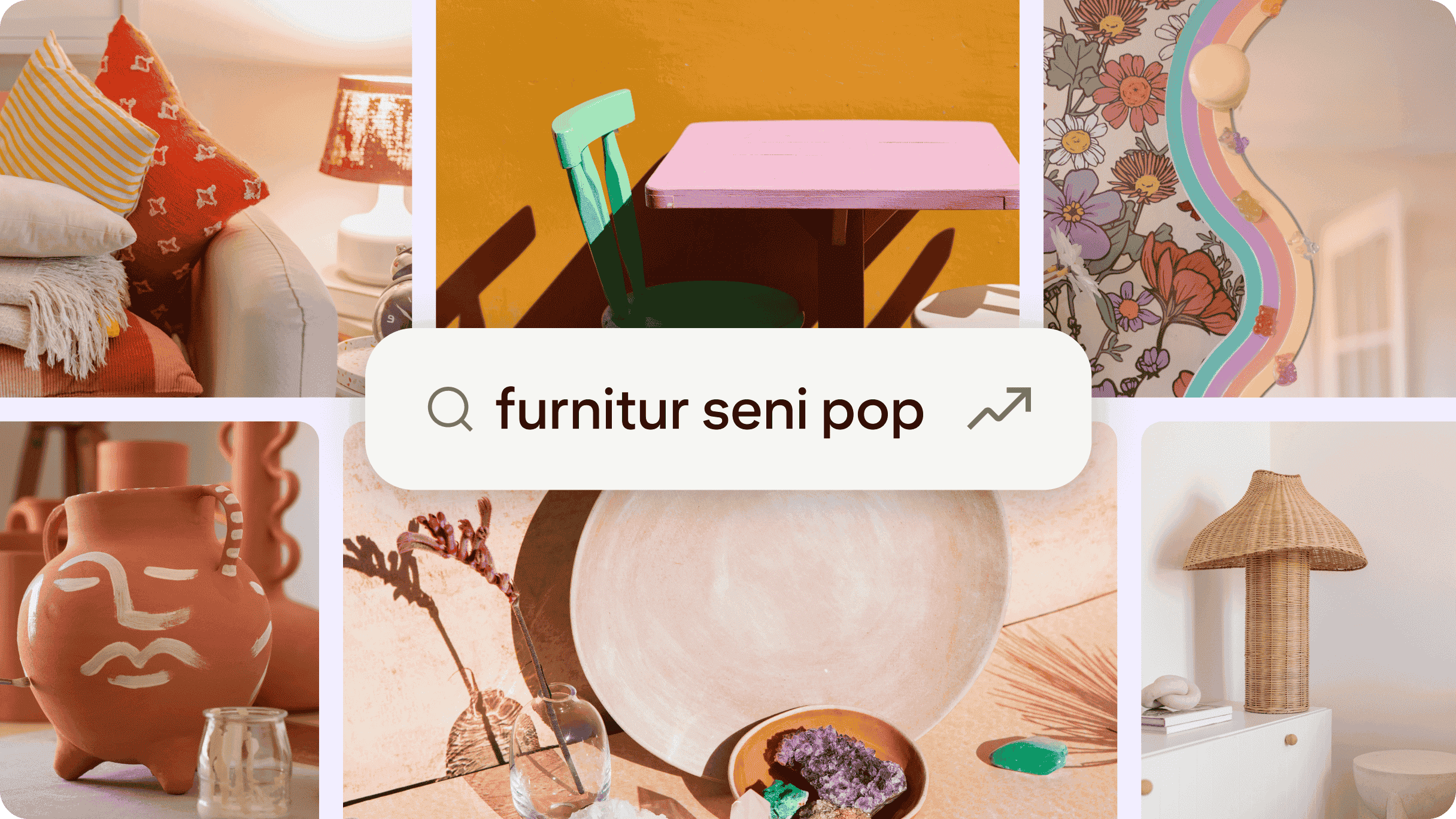 Pilihan gambar yang mewakili tren furnitur seni pop yang baru muncul