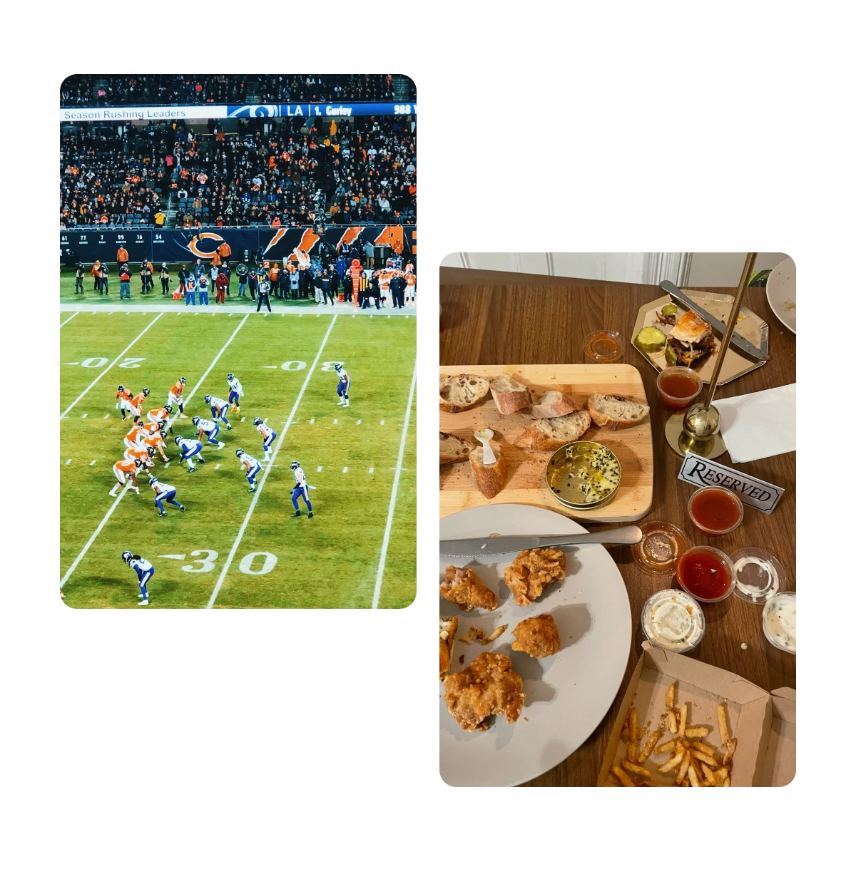 Two pins, football game, spread of junk food