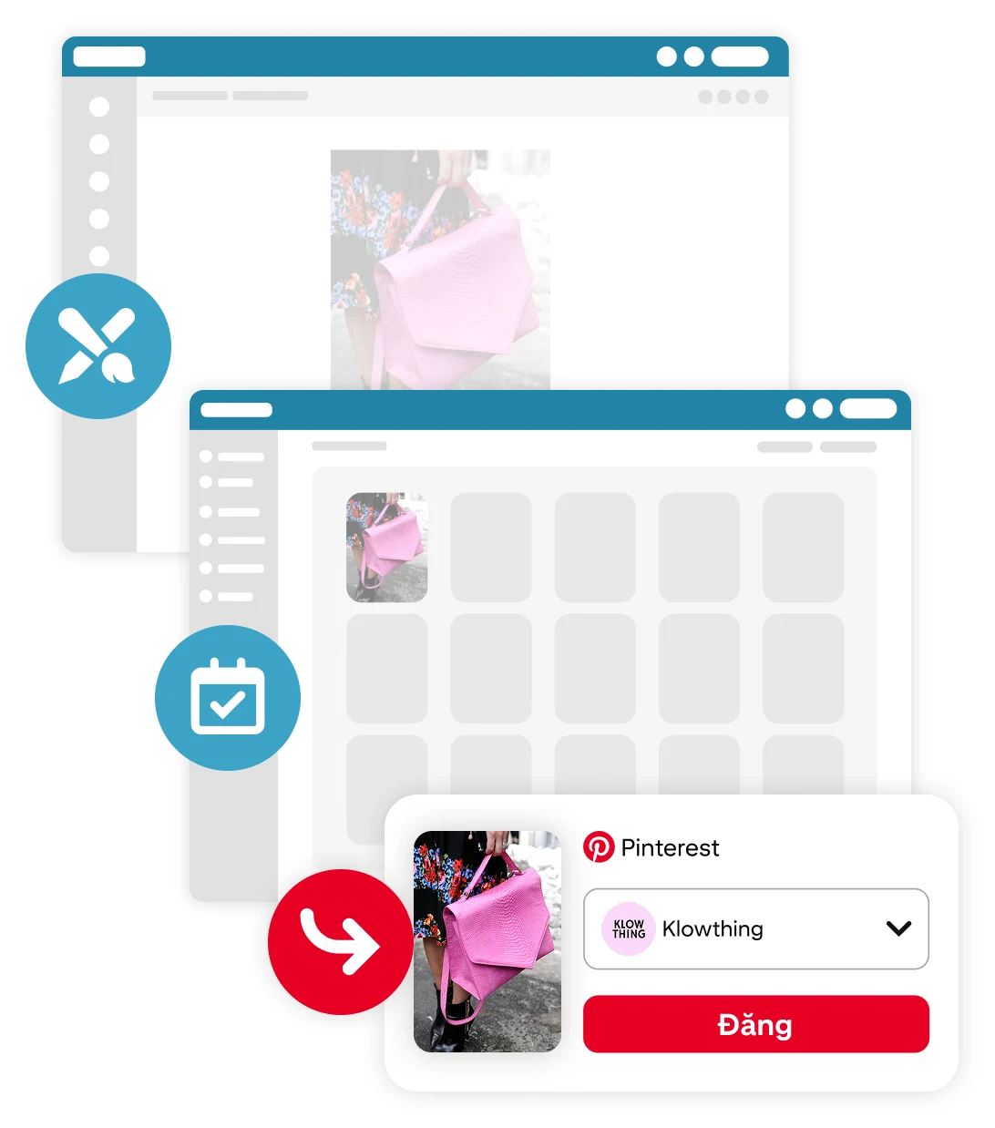 Hình minh họa các công cụ lên lịch và tạo nội dung bên ngoài dễ sử dụng